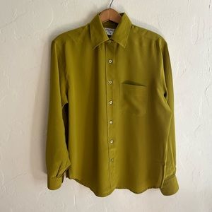 Celine Olive Green Silk Button-Down Shirt